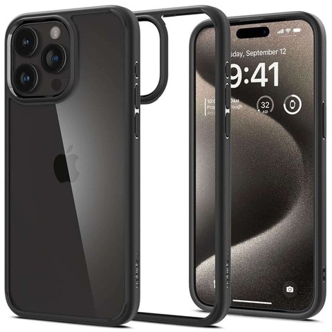 Hülle für iPhone 15 Pro Max Spigen Ultra Hybrid Case, mattschwarze Rückseite