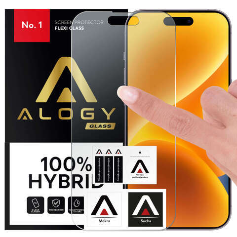 Hybridglas für Apple iPhone 15 Plus Vollbild Alogy Flexi Full Glass 9H Schutzglas Bruchsicher