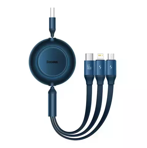 Kabel USB 3w1 Baseus Bright Mirror 3, Micro USB / Lightning / USB-C, 66W / 2A, 1.1m (niebieski)