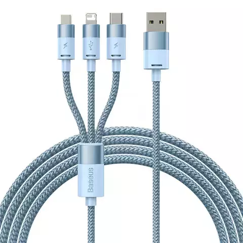 Kabel USB 3w1 Baseus StarSpeed, USB-C Micro-USB Lightning, 3,5A, 1,2m (niebieski)