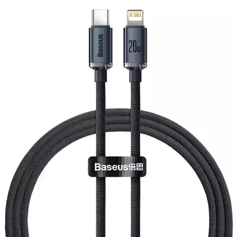 Kabel USB-C für Lightning Baseus Crystal, 20W, PD, 1.2m (schwarz)