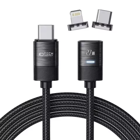 Kabel USB Typ C – Magnetisches USB Typ C/Lightning UltraBoost PD27W/3A 200 cm Schwarz