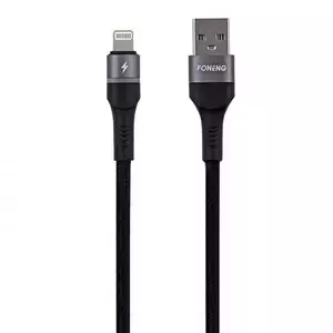 Kabel USB für Lightning Foneng X79, LED, Stecker, 3A, 1m (schwarz)