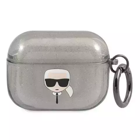 Karl Lagerfeld KLAPUKHGK AirPods Pro Cover Czarny/Schwarz Glitter Karl`s Head