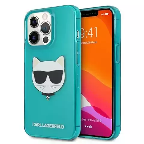 Karl Lagerfeld KLHCP13LCHTRB iPhone 13 Pro / 13 6,1" niebieski/blue Hardcase Glitter Choupette Fluo