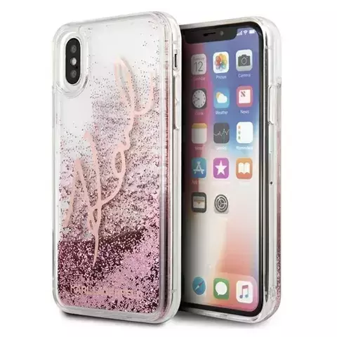 Karl Lagerfeld KLHCPXTRKSRG iPhone X / Xs rose gold / rose gold Glitter Signature