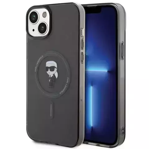 Karl Lagerfeld KLHMP15MHFCKNOK Hülle für iPhone 15 Plus 6,7" schwarz/schwarz Hardcase IML Iconic MagSafe