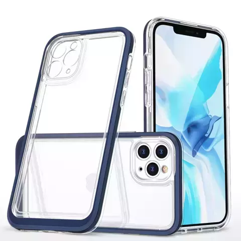 Klare 3-in-1-Hülle für iPhone 11 Pro Max mit blauem Gel-Rahmen