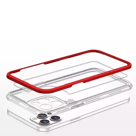 Klare 3-in-1-Hülle für iPhone 12 Pro Rahmen-Gel-Cover rot