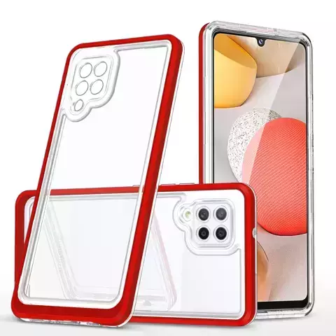 Klare 3in1 Hülle für Samsung Galaxy A42 5G Frame Gel Cover Rot