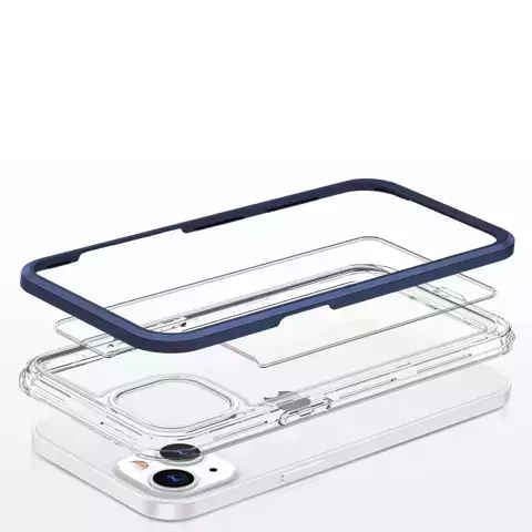 Klare 3in1 Hülle für iPhone 13 Mini Gel Cover mit Rahmen blau