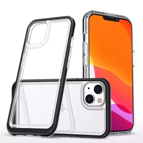 Klare 3in1 Hülle für iPhone 13 Mini Gel Cover mit Rahmen schwarz