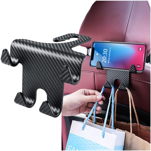 Kleiderbügelhalter, Doppel-Autohaken, 4 in 1, für den Sitz, Kopfstütze, Auto-Organizer, Alogy Car, 1 Stk