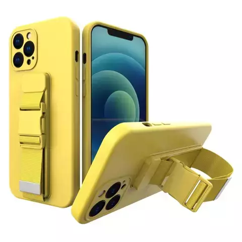 Kordeltasche Gelhülle mit Umhängeband Kette Handtasche Umhängeband iPhone 13 Pro Max gelb