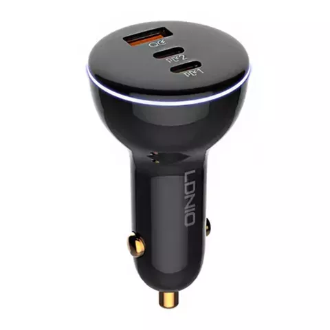 LDNIO C102 Autoladegerät, USB 2x USB-C, 160W USB-zu-USB-C-Kabel (schwarz)