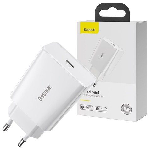 Ladegerät Baseus Speed ​​​​Mini Schnellladegerät USB-C PD 3A 20W Weiß