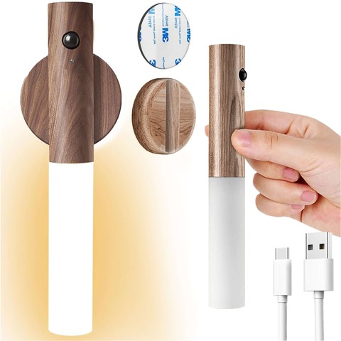 Lampe LED-Warmwandleuchte mit Bewegungssensor, Wandmontage, magnetisch, USB-C, Dunkelbraun