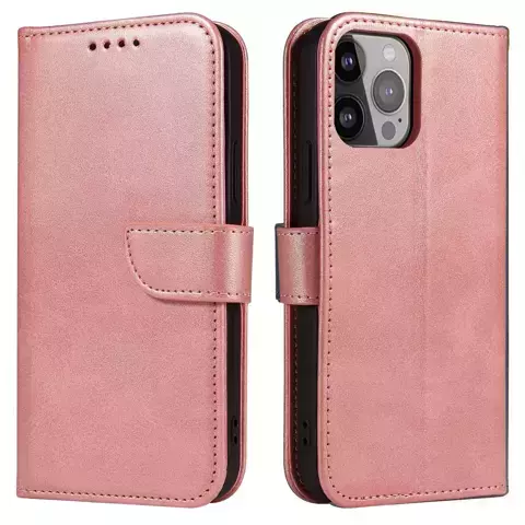 Magnet Phone Case für iPhone 13 Pro Max Elegantes Cover mit Flip-Cover und Standfunktion Pink