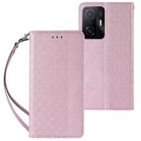 Magnetband Hülle Hülle für Samsung Galaxy A13 5G Tasche Geldbörse Mini Lanyard Anhänger Pink