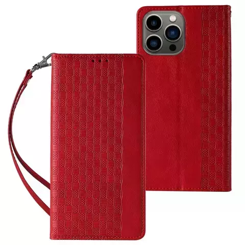 Magnetband Hülle Hülle für iPhone 12 Pro Tasche Geldbörse Mini Lanyard Anhänger Rot