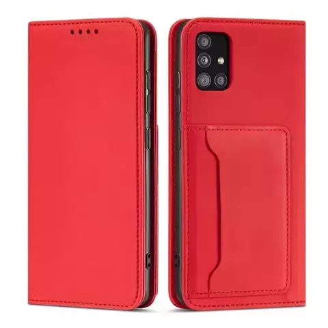 Magnetkartenetui Hülle für Xiaomi Redmi Note 11 Pouch Wallet Card Holder Red