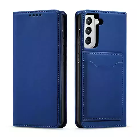 Magnetkartenhülle für Samsung Galaxy S22 (S22 Plus) Tasche Kartenetui Kartenhalter Blau