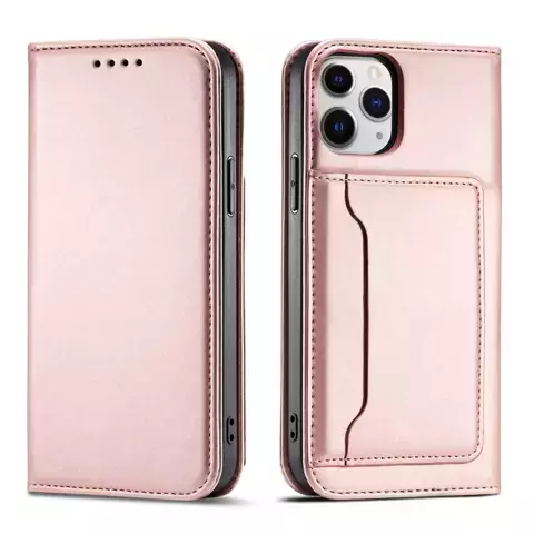 Magnetkartenhülle für iPhone 12 Pro Max Tasche Kartenetui Kartenhalter Pink