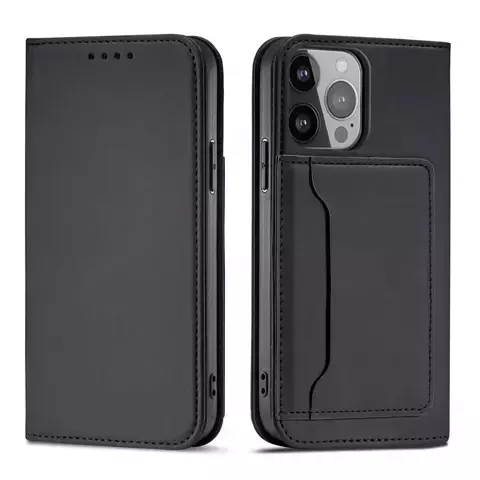 Magnetkartenhülle für iPhone 13 Pro Tasche Kartenetui Kartenhalter Schwarz