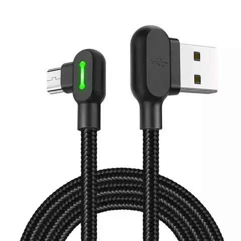 Mcdodo CA-5280 LED abgewinkeltes USB-zu-Micro-USB-Kabel, 3m (schwarz)