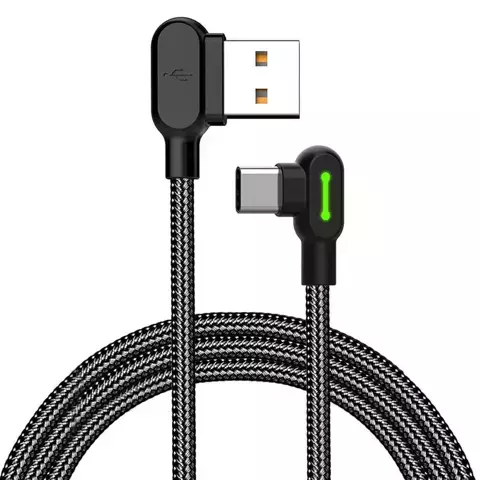 Mcdodo CA-5280 LED abgewinkeltes USB zu USB-C Kabel, 3m (schwarz)