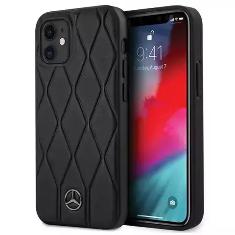 Mercedes MEHCP12SMULBK Hülle für iPhone 12 mini 5.4" schwarz/schwarz Hardcase Wave Line