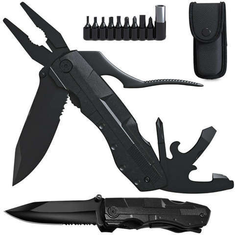 Multitool Multitool Set 21in1 Taschenmesser Zangen Schraubendreher mit Etui schwarz