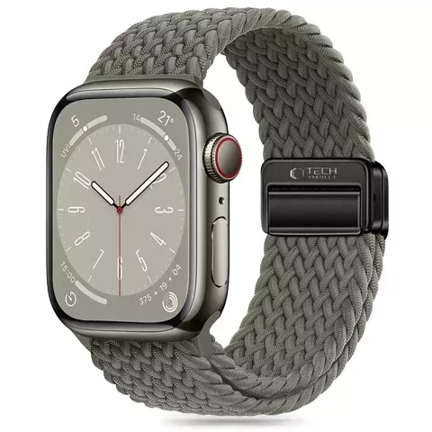 Nylonarmband für Apple Watch 7 / 8 / 9 / 4 / 5 / 6 / 7 / 8 / 9 / SE / ULTRA 1 / 2 (42 / 44 / 45 / 49 mm) NylonMag OLIVE GRAU