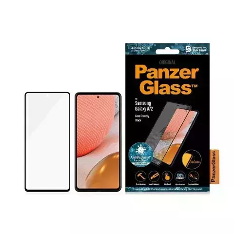 PanzerGlass E2E Microfracture Glas für Sam A72 A725 Case Friendly AntiBacterial schwarz/schwarz