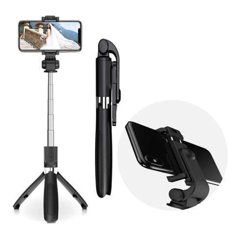 Pole Selfie Stick Stativhalter Bluetooth Wireless L01S Wireless Schwarz