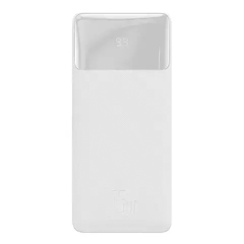 Powerbank mit Display Baseus Bipow 10000mAh 15W weiß (Overseas Edition) USB-A - Micro USB Kabel 0,25m weiß (PPBD050002)