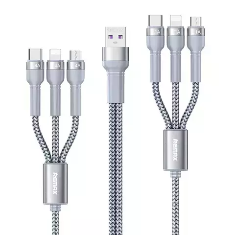 Remax Jany Series Multifunktionskabel 6in1 USB - Micro USB USB Type C Lightning / Micro USB USB Type C Lightning 2m silber (RC-124)