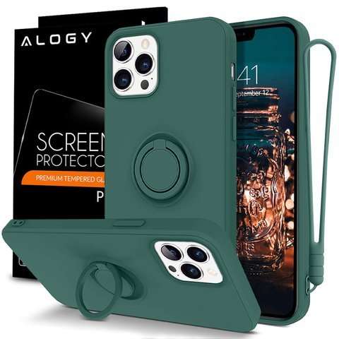 Ring Ultra Slim Alogy Silikonhülle für iPhone 12/12 Pro 6.1 Green Glass