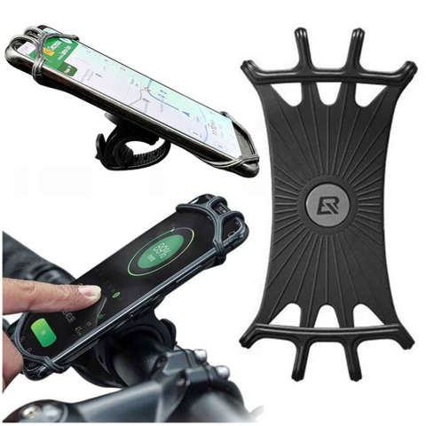 RockBros LF436BK Silikon-Fahrradhalterung für Fahrrad, Motorrad, Roller, Telefon, Lenker, schwarz