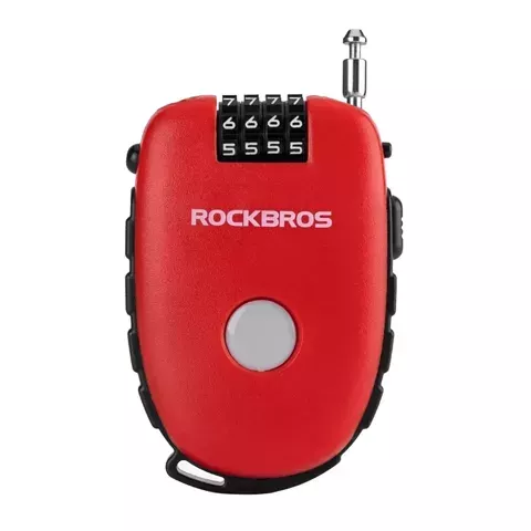 Rockbros 32420981001 Fahrradschloss mit einziehbarem Kabel – Rot