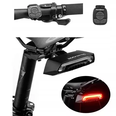 Rockbros LKWD-R1 Fahrradrücklicht mit Laser und Fernbedienung, Micro-USB-Kabel – USB-A – Schwarz