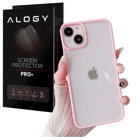 Schutzhülle Alogy Hybrid Candy Case für Apple iPhone 13 pink-transparent Glas