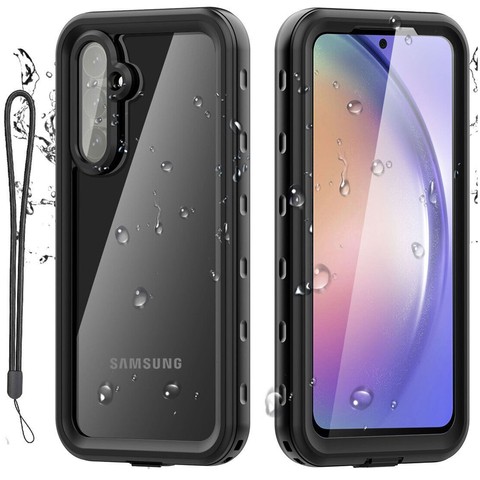 Schutzhülle für Samsung Galaxy A35 5G, gepanzert, wasserdicht, IP68, 360-Grad-Rüstung, integriertes Glas, Alogy, Schwarz