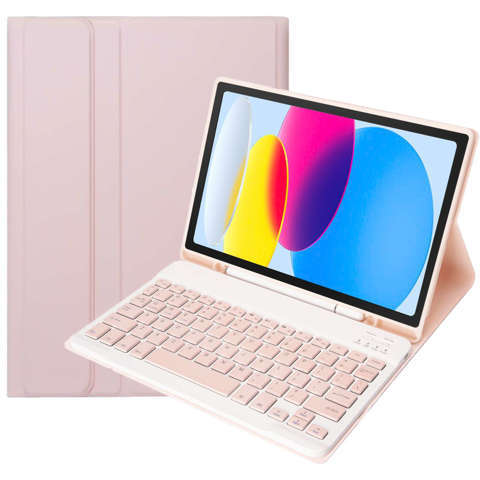 Schutzhülle mit kabelloser Tastatur Alogy Tastaturhülle mit Stifthalter für Apple iPad 10.9 2022 Pink