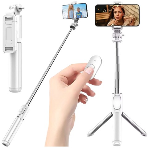 Selfie Stick Stativ Alogy Q01 Stativ Bluetooth-Fernbedienung Telefonhalter zum Fotografieren weiß