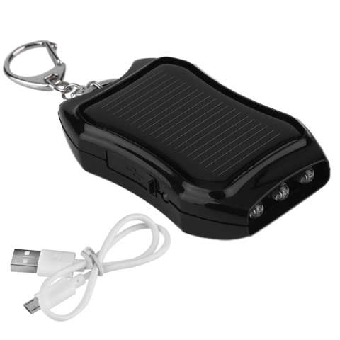 Solar Power Bank Power Bank mit Taschenlampe 1200mAh Rucksack Schlüsselanhänger Schwarz