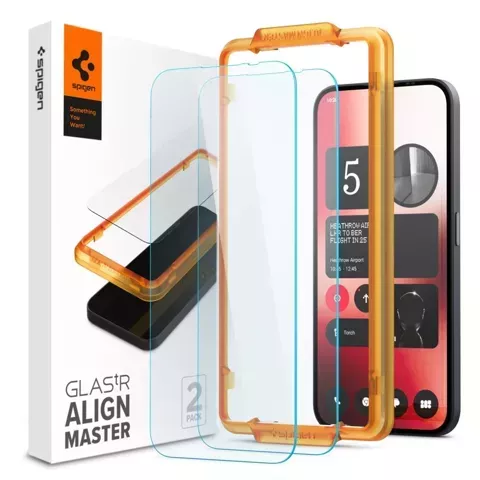 Spigen Alm Glas.tR 2er-Pack gehärtetes Glas für Nothing Phone 2A Clear