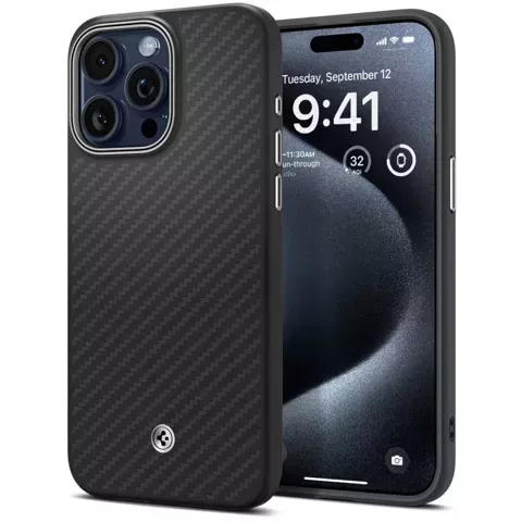 Spigen Enzo Made Mag Mag Safe Hülle für Apple iPhone 15 Pro Mattschwarz