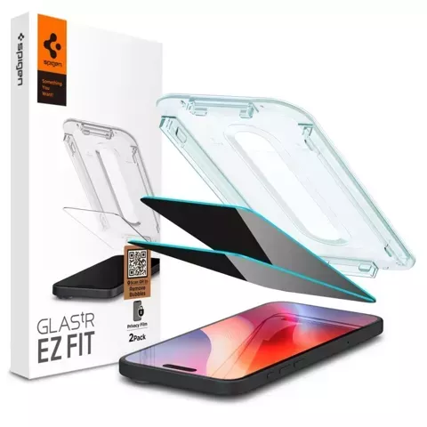 Spigen Glas.Tr „Ez Fit“ Sichtschutzglas 2er-Pack für iPhone 16 Pro Max Privatsphäre