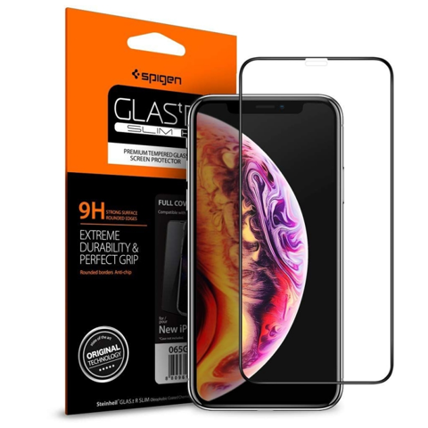 Spigen Glas.tR Slim FC Glas für das schwarze Gehäuse des iPhone Xs Max / 11 Pro Max